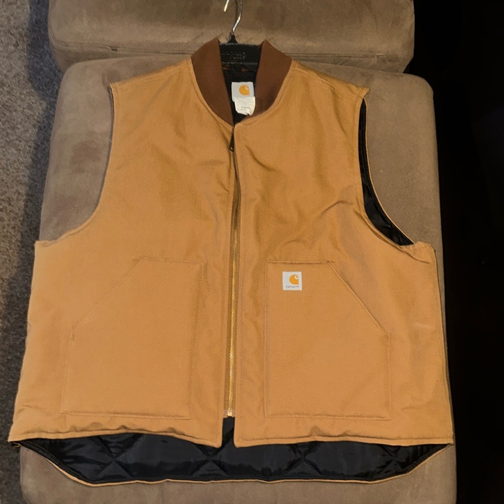 Vintage Carhartt Duck Canvas
Quilt Lined VO1 Vest Mens XL Tan
Made in Mexico